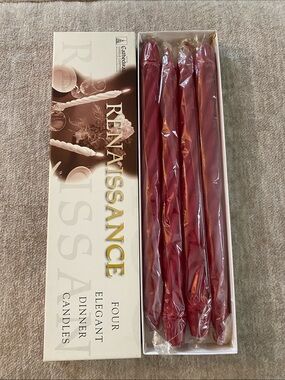 Renaissance Elegant Dinner Candles - Deep Red Set of 4 Cathedral Brand Wax Taper